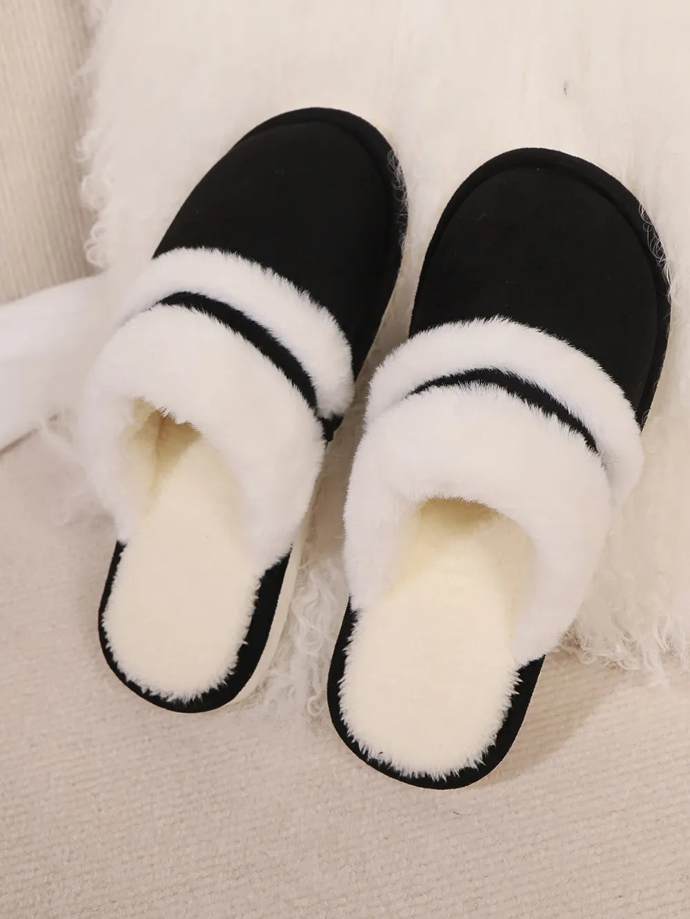Jules Allegra — Contrast Faux Fur Round Toe Slippers Fashion Footwear, alternate view 24