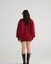 Alexa Burgundy Oversize Bomber Jacket with Removable Rose Accessory