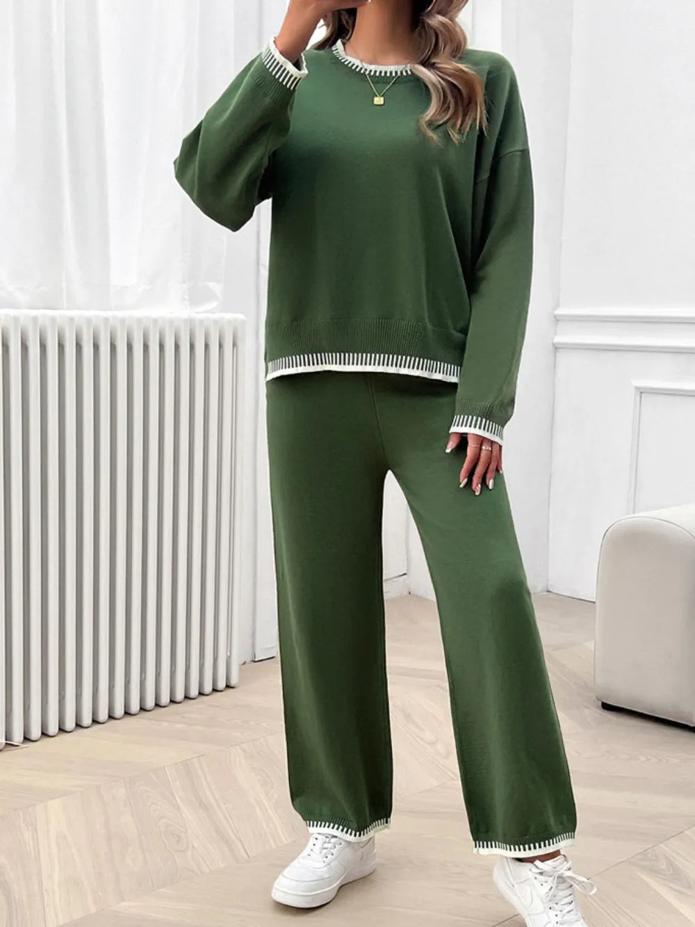 Marlowe Valmont — Devine Round Neck Dropped Shoulder Top and Pants Sweater Set, alternate view 15
