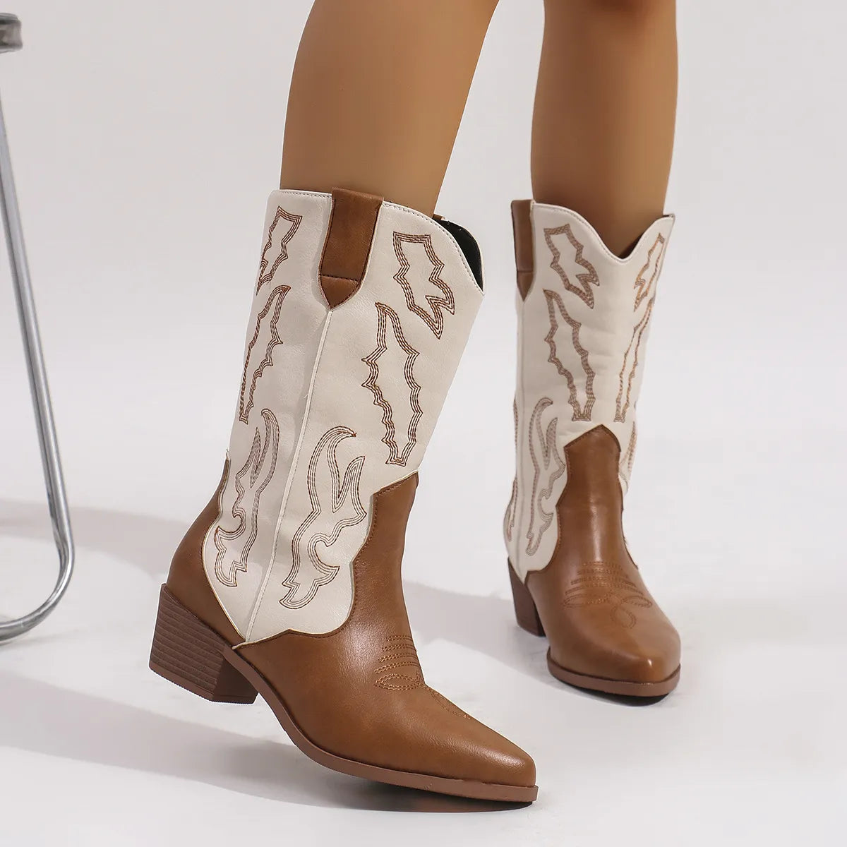 Emery Bellini — Point Toe Block Heels Boots Fashion Footwear, alternate view 7