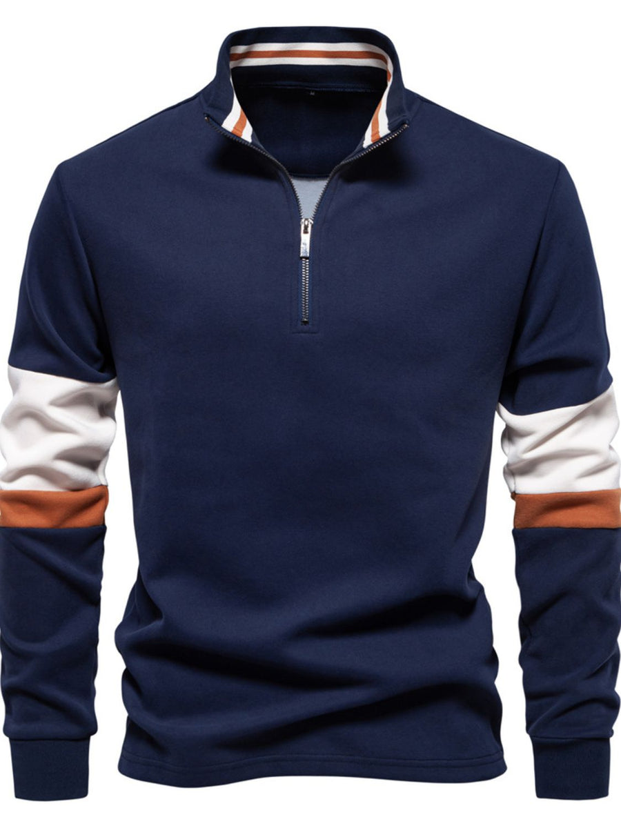 Men's Color Block Long Sleeve Polo - Opulent Empire