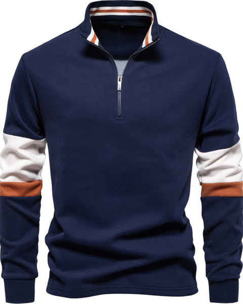 Men's Color Block Long Sleeve Polo - Opulent Empire