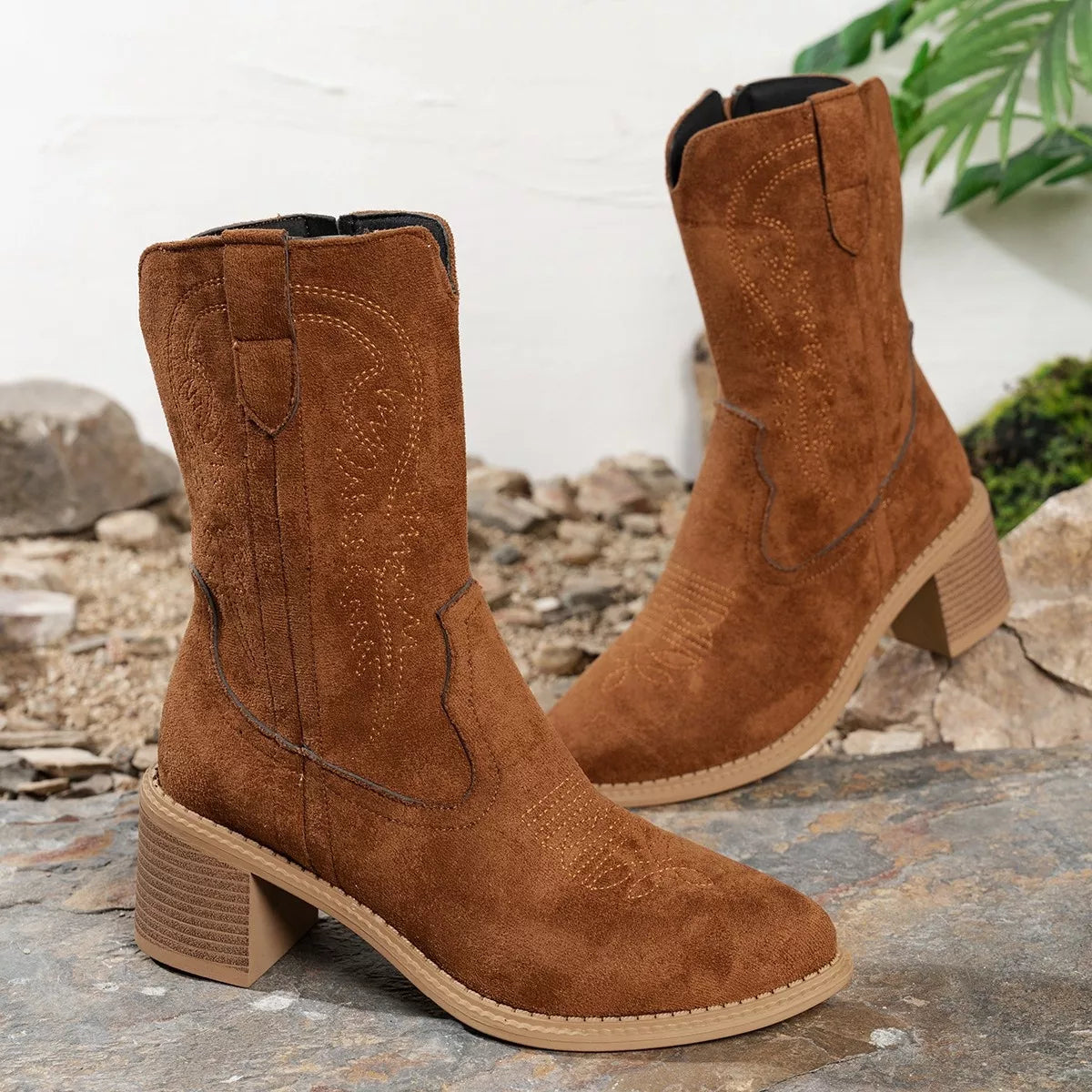 Lior Marino — Suede Block Heel Western Boots, alternate view 3
