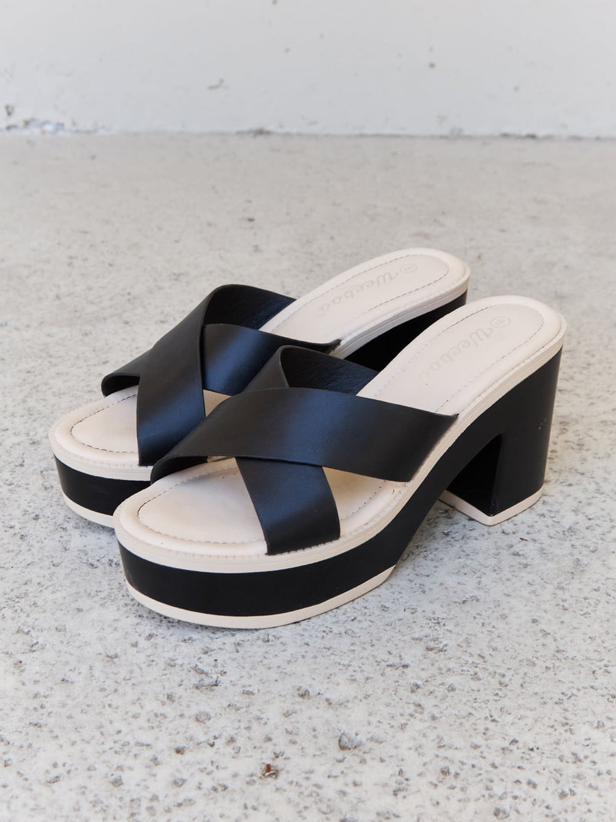 Weeboo Cherish The Moments Contrast Platform Sandals in Black - Opulent Empire