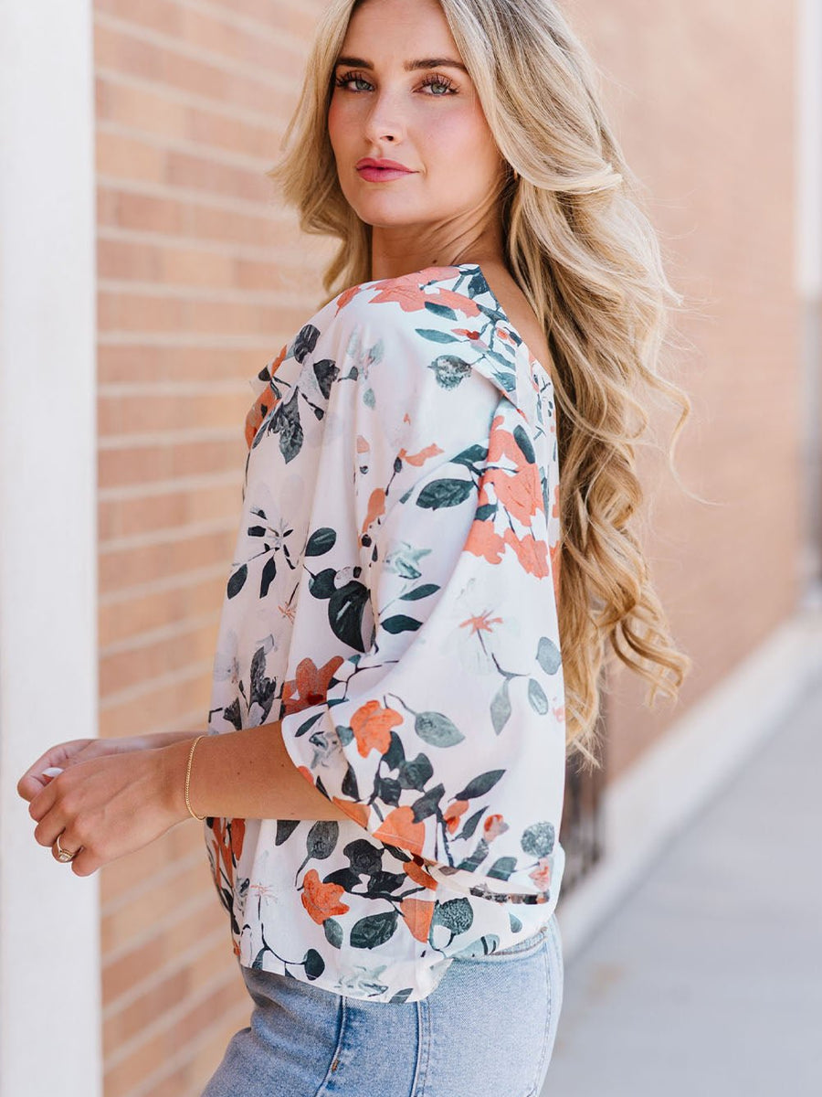 Floral Cowl Neck Blouse - Opulent EmpireFloral Cowl Neck BlouseOpulent Empire