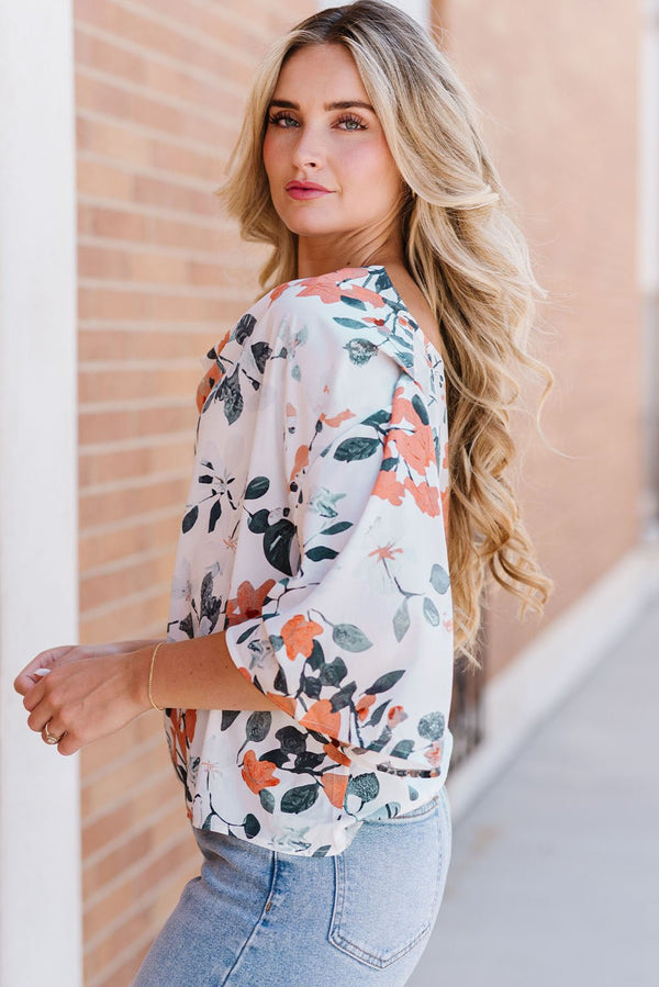 Floral Cowl Neck Blouse - Opulent EmpireFloral Cowl Neck BlouseOpulent Empire