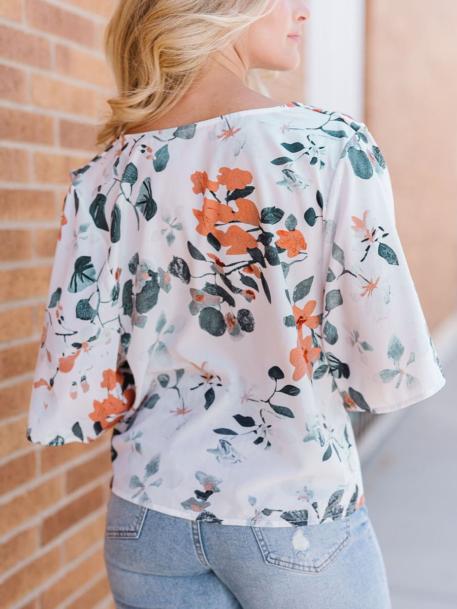 Floral Cowl Neck Blouse - Opulent EmpireFloral Cowl Neck BlouseOpulent Empire