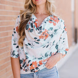 Floral Cowl Neck Blouse - Opulent EmpireFloral Cowl Neck BlouseOpulent Empire