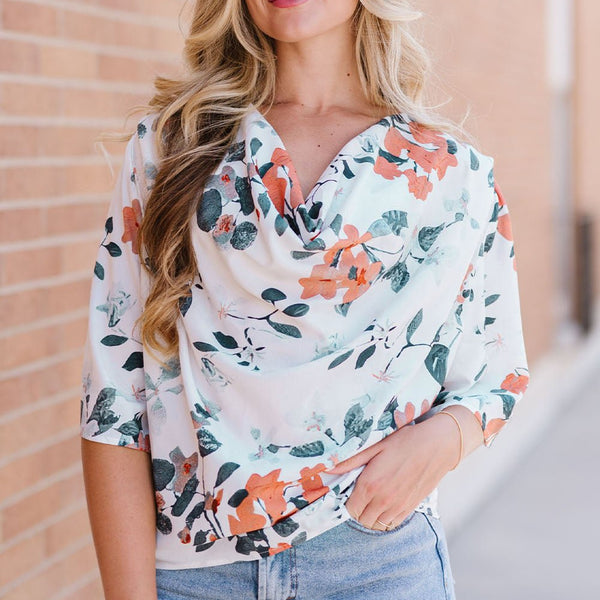 Floral Cowl Neck Blouse - Opulent EmpireFloral Cowl Neck BlouseOpulent Empire