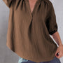 Frill Notched Half Sleeve Blouse - Opulent EmpireFrill Notched Half Sleeve BlouseOpulent Empire