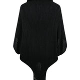 Fringe Detail Long Sleeve Ribbed Poncho - Opulent EmpireFringe Detail Long Sleeve Ribbed PonchoOpulent EmpireClothing