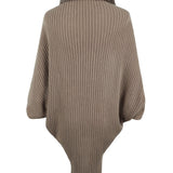 Fringe Detail Long Sleeve Ribbed Poncho - Opulent EmpireFringe Detail Long Sleeve Ribbed PonchoOpulent EmpireClothing