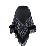 Fringe Geometric Cape Sleeve Poncho - Opulent EmpireFringe Geometric Cape Sleeve PonchoOpulent EmpireClothing