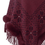 Fringe Geometric Cape Sleeve Poncho - Opulent EmpireFringe Geometric Cape Sleeve PonchoOpulent EmpireClothing