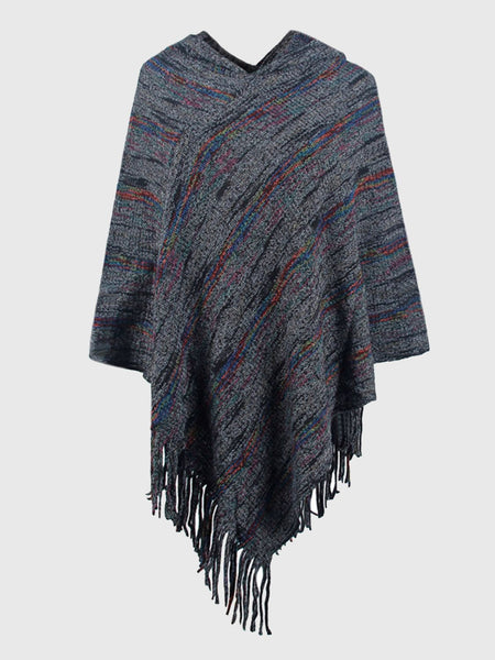 Fringe Hem Hooded Poncho - Opulent EmpireFringe Hem Hooded PonchoOpulent EmpireClothing