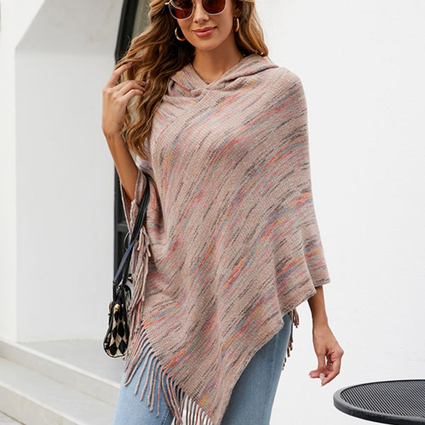 Fringe Hem Hooded Poncho - Opulent EmpireFringe Hem Hooded PonchoOpulent EmpireClothing