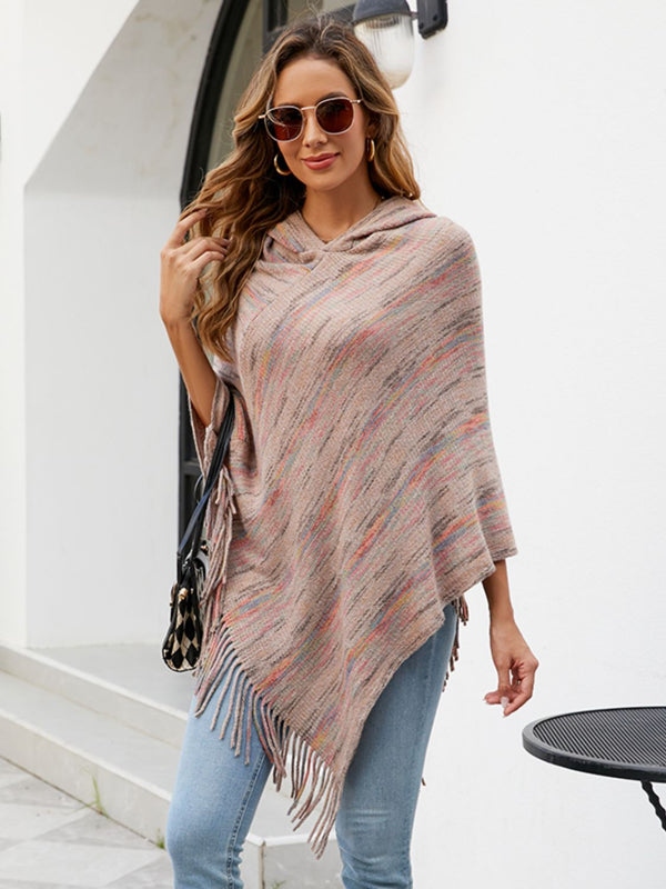 Fringe Hem Hooded Poncho - Opulent EmpireFringe Hem Hooded PonchoOpulent EmpireClothing