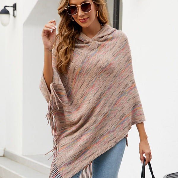 Fringe Hem Hooded Poncho - Opulent EmpireFringe Hem Hooded PonchoOpulent EmpireClothing