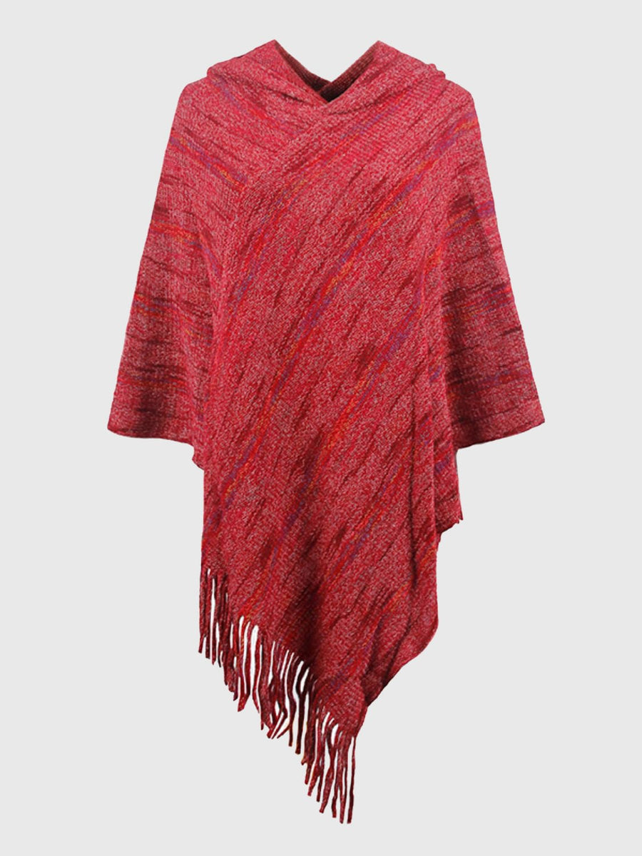 Fringe Hem Hooded Poncho - Opulent EmpireFringe Hem Hooded PonchoOpulent EmpireClothing