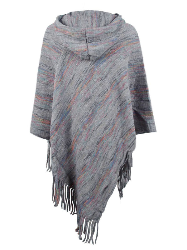 Fringe Hem Hooded Poncho - Opulent EmpireFringe Hem Hooded PonchoOpulent EmpireClothing