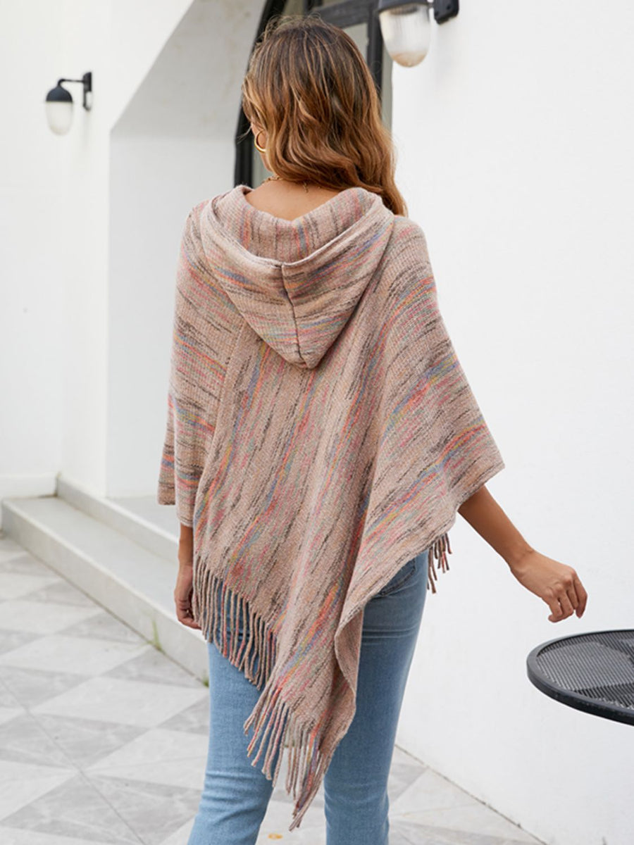 Fringe Hem Hooded Poncho - Opulent EmpireFringe Hem Hooded PonchoOpulent EmpireClothing