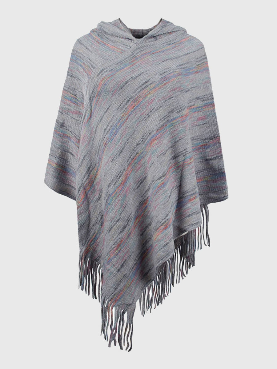 Fringe Hem Hooded Poncho - Opulent EmpireFringe Hem Hooded PonchoOpulent EmpireClothing