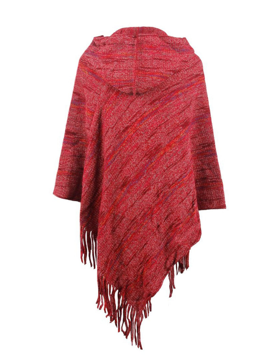 Fringe Hem Hooded Poncho - Opulent EmpireFringe Hem Hooded PonchoOpulent EmpireClothing