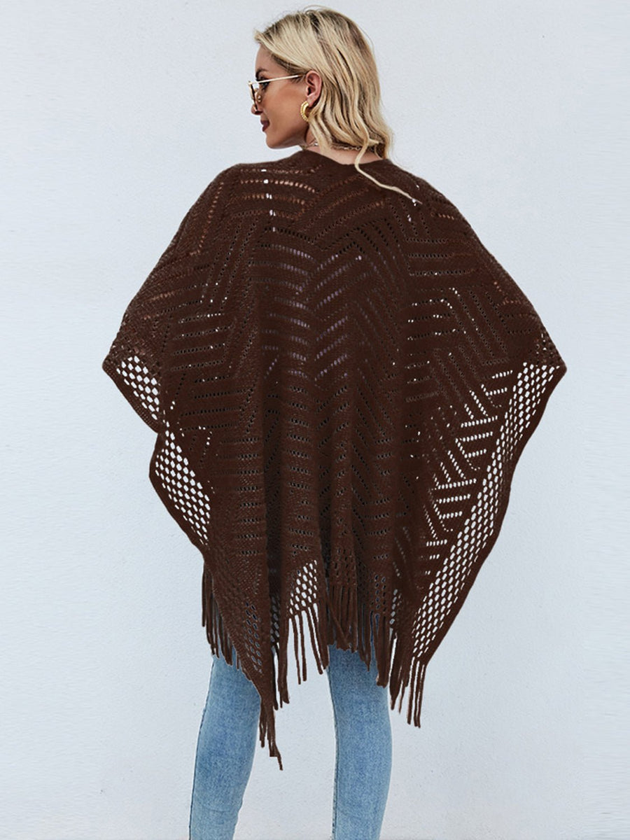 Fringe Hem Open Front Poncho - Opulent EmpireFringe Hem Open Front PonchoOpulent EmpireClothing