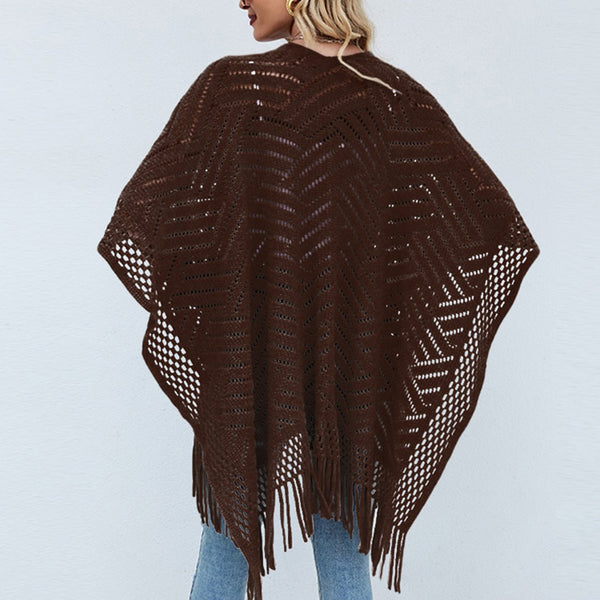 Fringe Hem Open Front Poncho - Opulent EmpireFringe Hem Open Front PonchoOpulent EmpireClothing