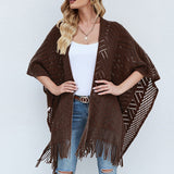 Fringe Hem Open Front Poncho - Opulent EmpireFringe Hem Open Front PonchoOpulent EmpireClothing