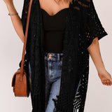 Fringe Hem Slit Open Front Cardigan - Opulent EmpireFringe Hem Slit Open Front CardiganOpulent EmpireClothing