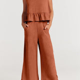 Full Size Round Neck Top and Wide Leg Pants Set - Opulent EmpireFull Size Round Neck Top and Wide Leg Pants SetOpulent Empire