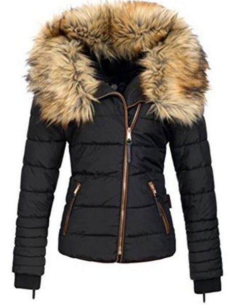 Fur collar zipper cotton jacket - Opulent EmpireFur collar zipper cotton jacketOpulent EmpireLadies Coats and Jackets