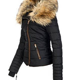 Fur collar zipper cotton jacket - Opulent EmpireFur collar zipper cotton jacketOpulent EmpireLadies Coats and Jackets