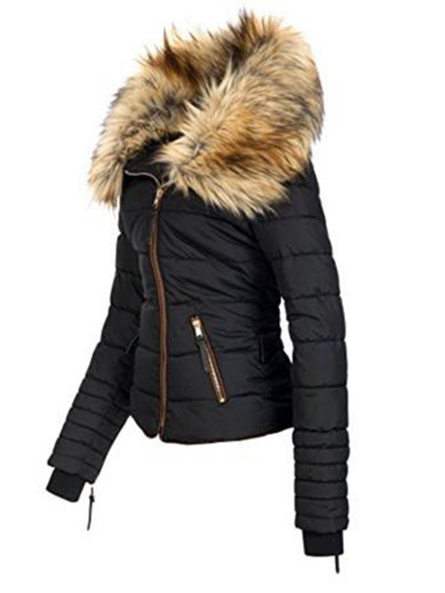 Fur collar zipper cotton jacket - Opulent EmpireFur collar zipper cotton jacketOpulent EmpireLadies Coats and Jackets