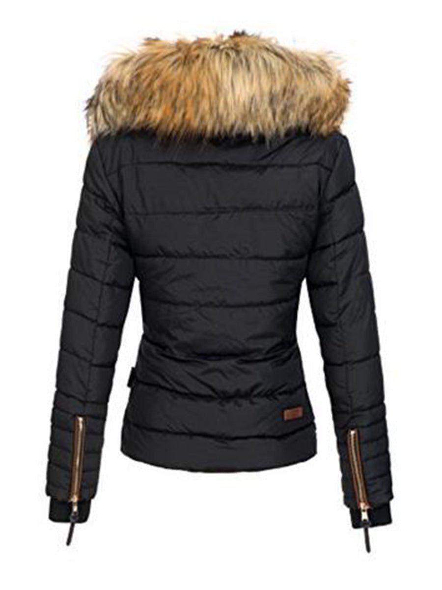 Fur collar zipper cotton jacket - Opulent EmpireFur collar zipper cotton jacketOpulent EmpireLadies Coats and Jackets