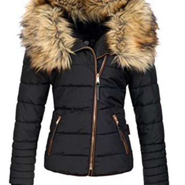 Fur collar zipper cotton jacket - Opulent EmpireFur collar zipper cotton jacketOpulent EmpireLadies Coats and Jackets