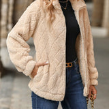 Fuzzy Pocketed Zip Up Jacket - Opulent EmpireFuzzy Pocketed Zip Up JacketOpulent Empire