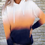 Gradient Drawstring Long Sleeve Hoodie - Opulent EmpireGradient Drawstring Long Sleeve HoodieOpulent Empire