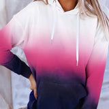 Gradient Drawstring Long Sleeve Hoodie - Opulent EmpireGradient Drawstring Long Sleeve HoodieOpulent Empire