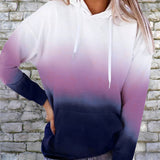 Gradient Drawstring Long Sleeve Hoodie - Opulent EmpireGradient Drawstring Long Sleeve HoodieOpulent Empire