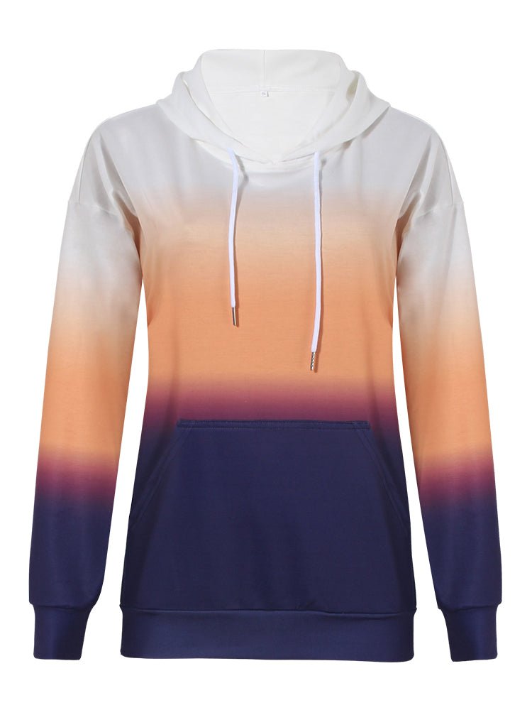 Gradient Drawstring Long Sleeve Hoodie - Opulent EmpireGradient Drawstring Long Sleeve HoodieOpulent Empire