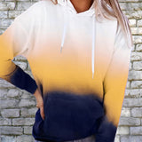 Gradient Drawstring Long Sleeve Hoodie - Opulent EmpireGradient Drawstring Long Sleeve HoodieOpulent Empire