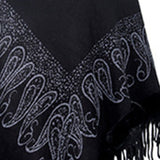 Graphic Fringe Cape Sleeve Poncho - Opulent EmpireGraphic Fringe Cape Sleeve PonchoOpulent EmpireClothing