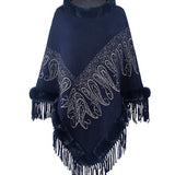 Graphic Fringe Cape Sleeve Poncho - Opulent EmpireGraphic Fringe Cape Sleeve PonchoOpulent EmpireClothing