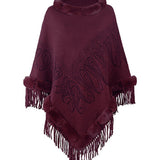 Graphic Fringe Cape Sleeve Poncho - Opulent EmpireGraphic Fringe Cape Sleeve PonchoOpulent EmpireClothing