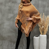 Graphic Fringe Cape Sleeve Poncho - Opulent EmpireGraphic Fringe Cape Sleeve PonchoOpulent EmpireClothing