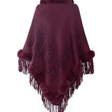 Graphic Fringe Cape Sleeve Poncho - Opulent EmpireGraphic Fringe Cape Sleeve PonchoOpulent EmpireClothing