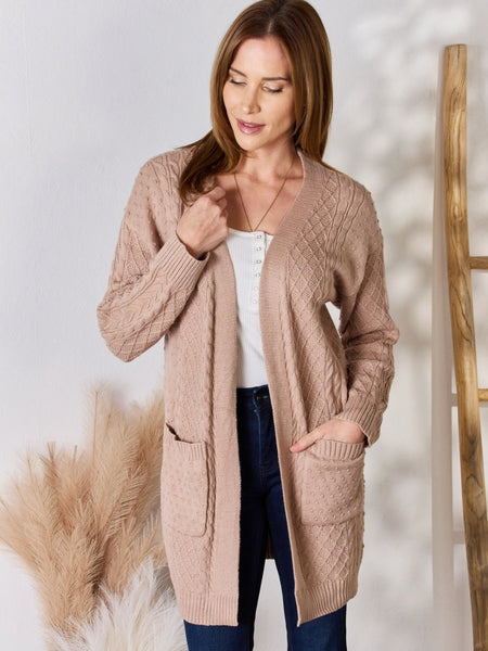 Hailey & Co Full Size Cable-Knit Pocketed Cardigan - Opulent EmpireHailey & Co Full Size Cable-Knit Pocketed CardiganOpulent Empire