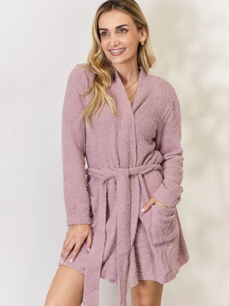 Hailey & Co Tie Front Long Sleeve Robe - Opulent EmpireHailey & Co Tie Front Long Sleeve RobeOpulent Empire